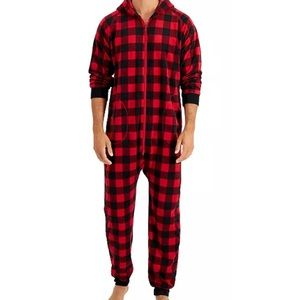 Men Red/Black Buffalo Print Onesie w/pockets and 2/way zipper ~ Size XLarge